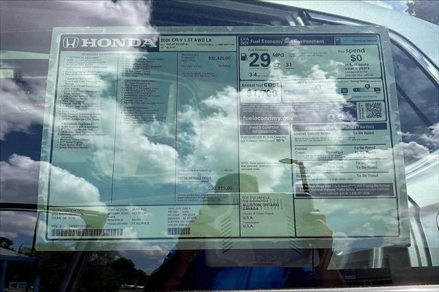 new 2026 Honda CR-V car, priced at $33,815
