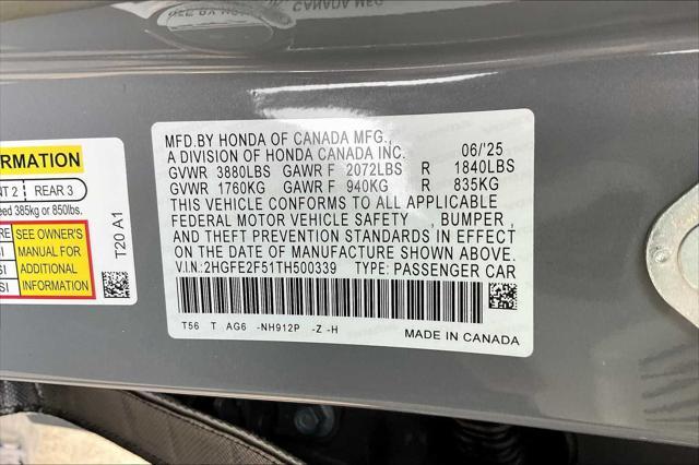 new 2026 Honda Civic car, priced at $28,200