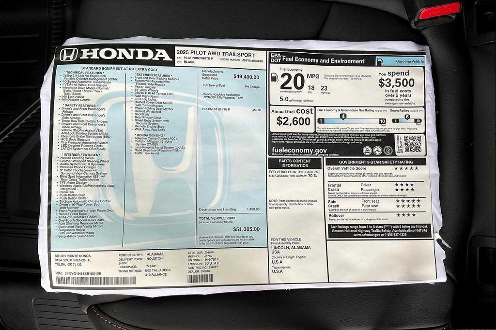 new 2025 Honda Pilot car, priced at $49,805