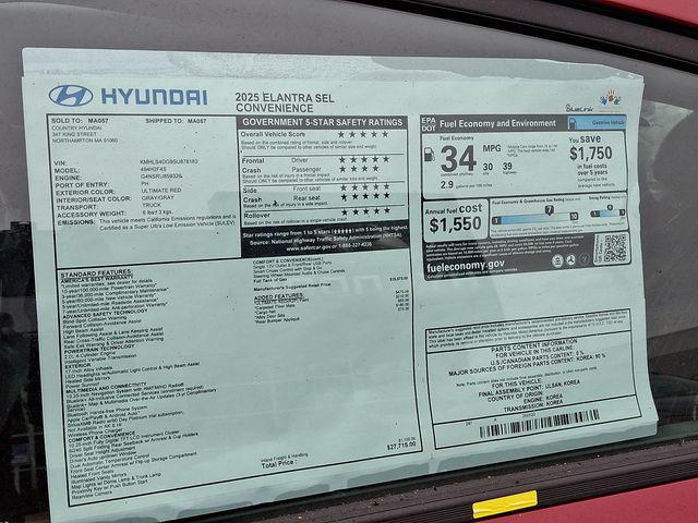 new 2025 Hyundai Elantra car, priced at $26,048