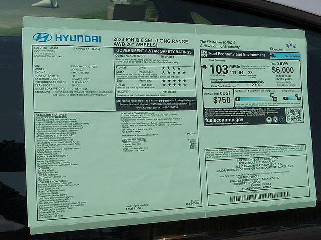 new 2024 Hyundai IONIQ 6 car, priced at $38,983