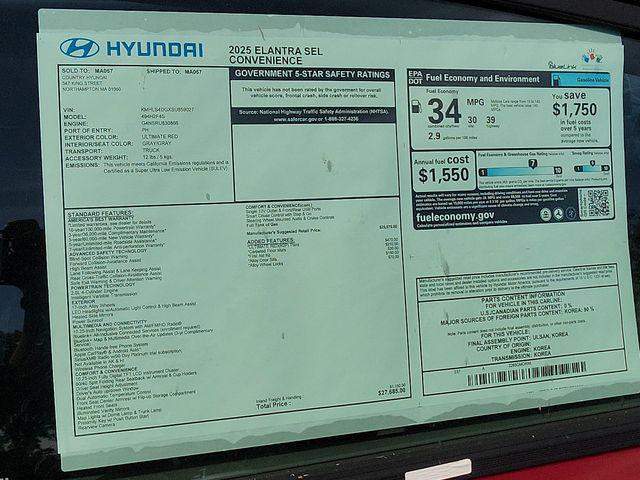 new 2025 Hyundai Elantra car, priced at $26,023