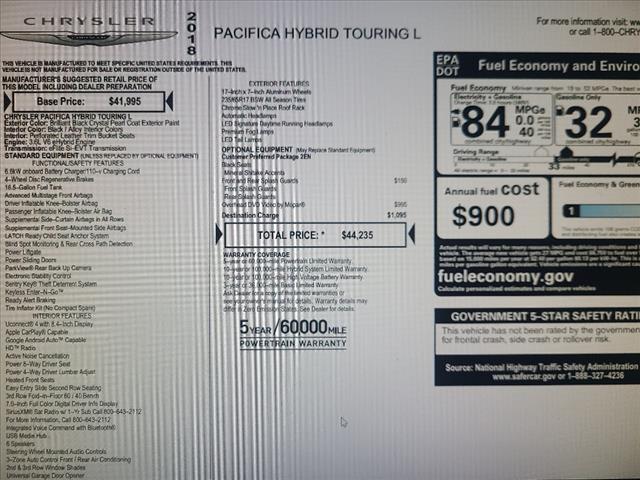 used 2018 Chrysler Pacifica Hybrid car, priced at $14,995