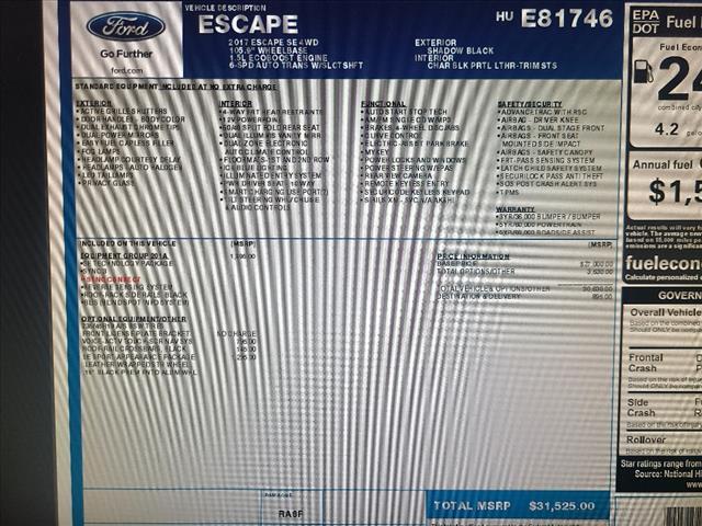 used 2017 Ford Escape car, priced at $11,595