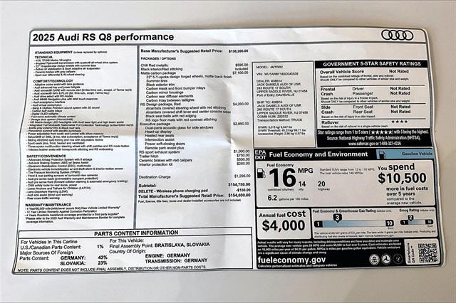 new 2025 Audi RS Q8 car, priced at $154,600