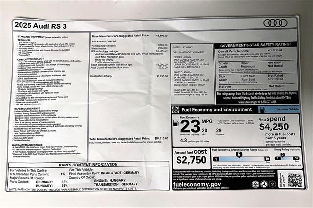 new 2025 Audi RS 3 car, priced at $68,510
