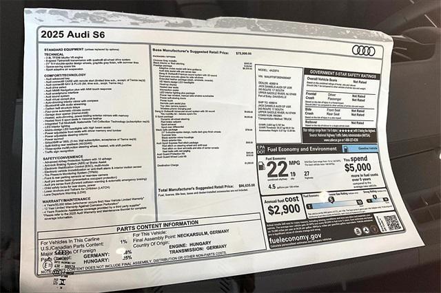 new 2025 Audi S6 car, priced at $96,635