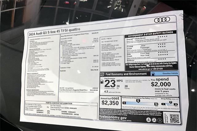 new 2024 Audi Q3 car, priced at $44,440