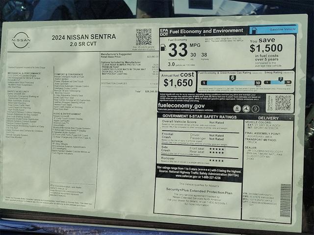 new 2024 Nissan Sentra car, priced at $24,745