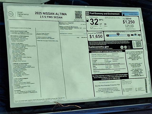 new 2025 Nissan Altima car, priced at $25,998