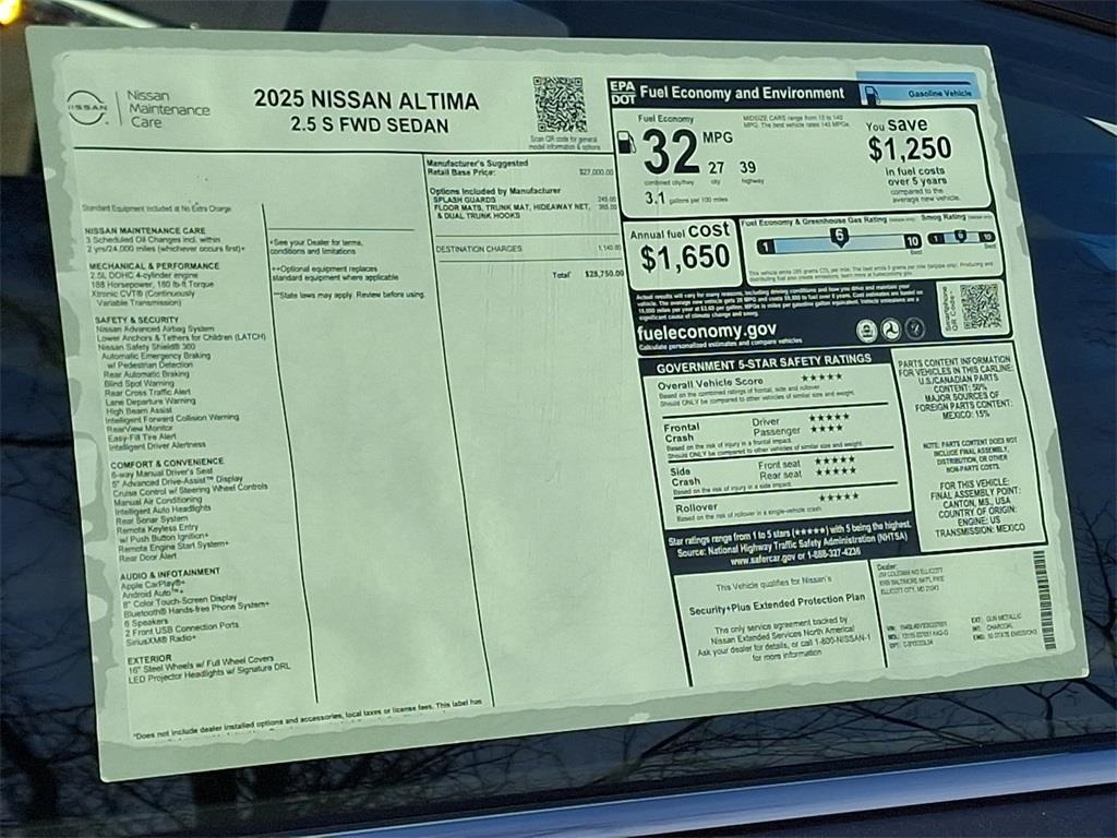 new 2025 Nissan Altima car, priced at $25,708