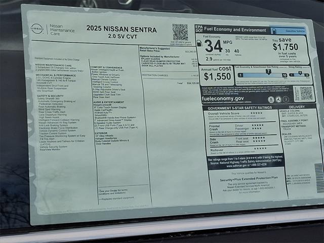 new 2025 Nissan Sentra car, priced at $24,125