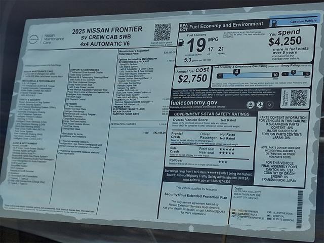 new 2025 Nissan Frontier car, priced at $43,445