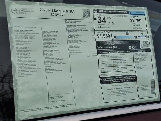 new 2025 Nissan Sentra car, priced at $25,525