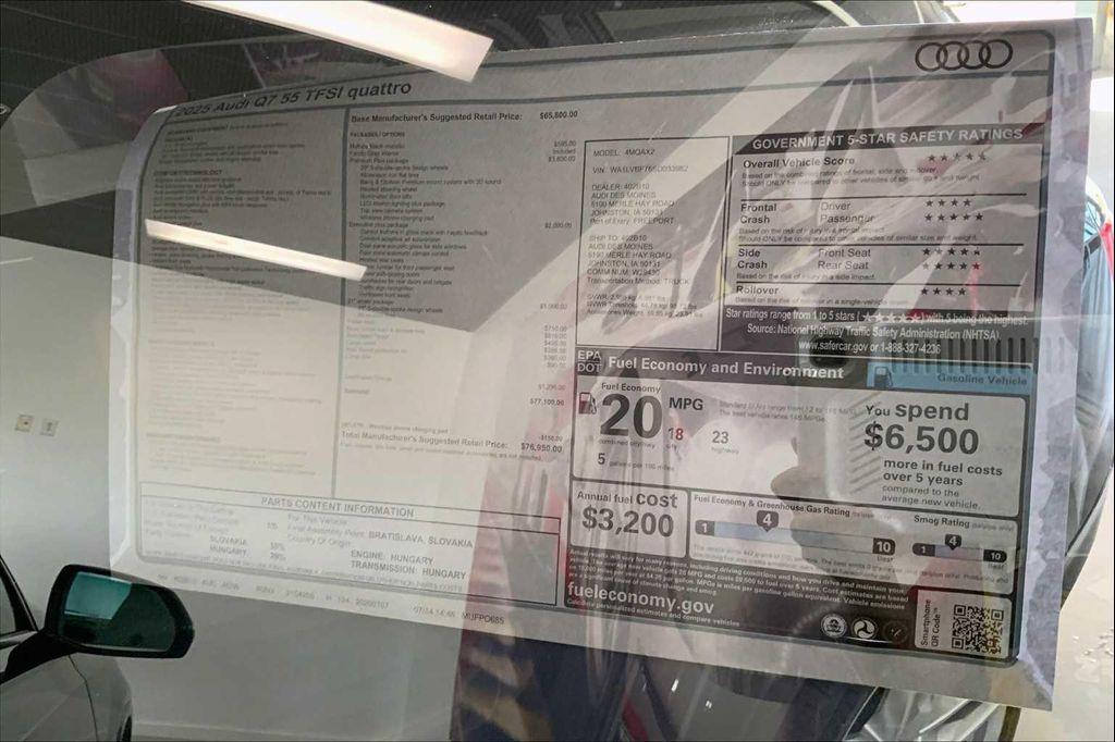 new 2025 Audi Q7 car, priced at $71,450