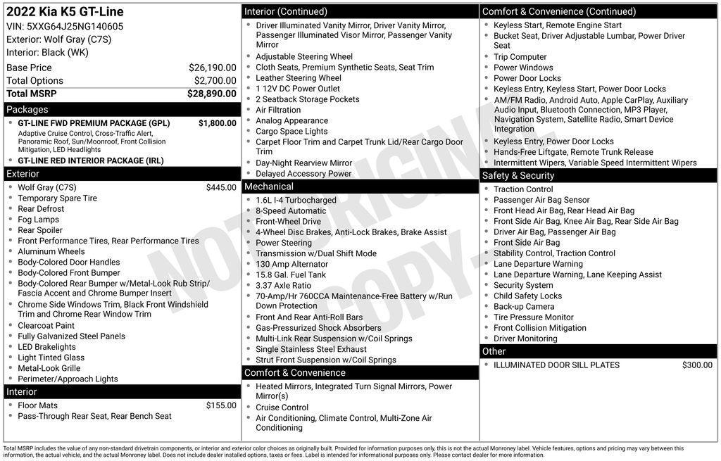 used 2022 Kia K5 car, priced at $21,490