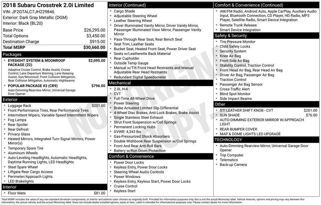 used 2018 Subaru Crosstrek car, priced at $15,842