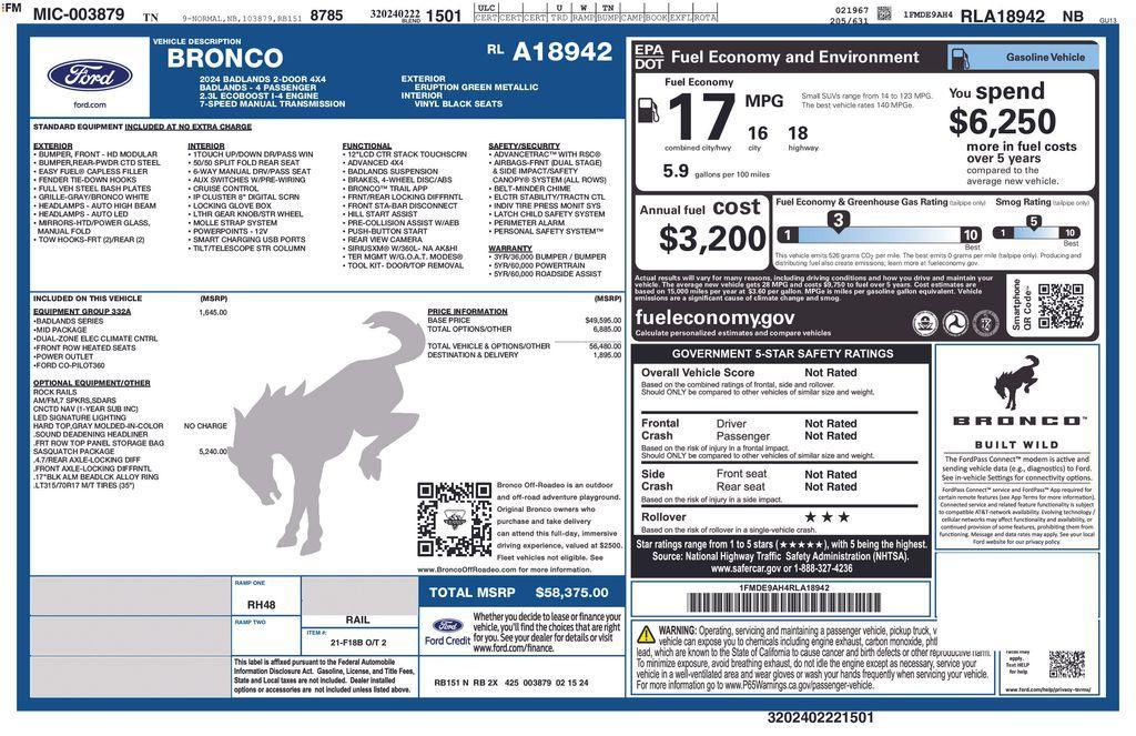 used 2024 Ford Bronco car, priced at $46,590