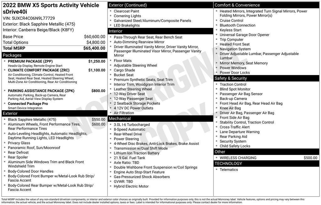 used 2022 BMW X5 car, priced at $43,288