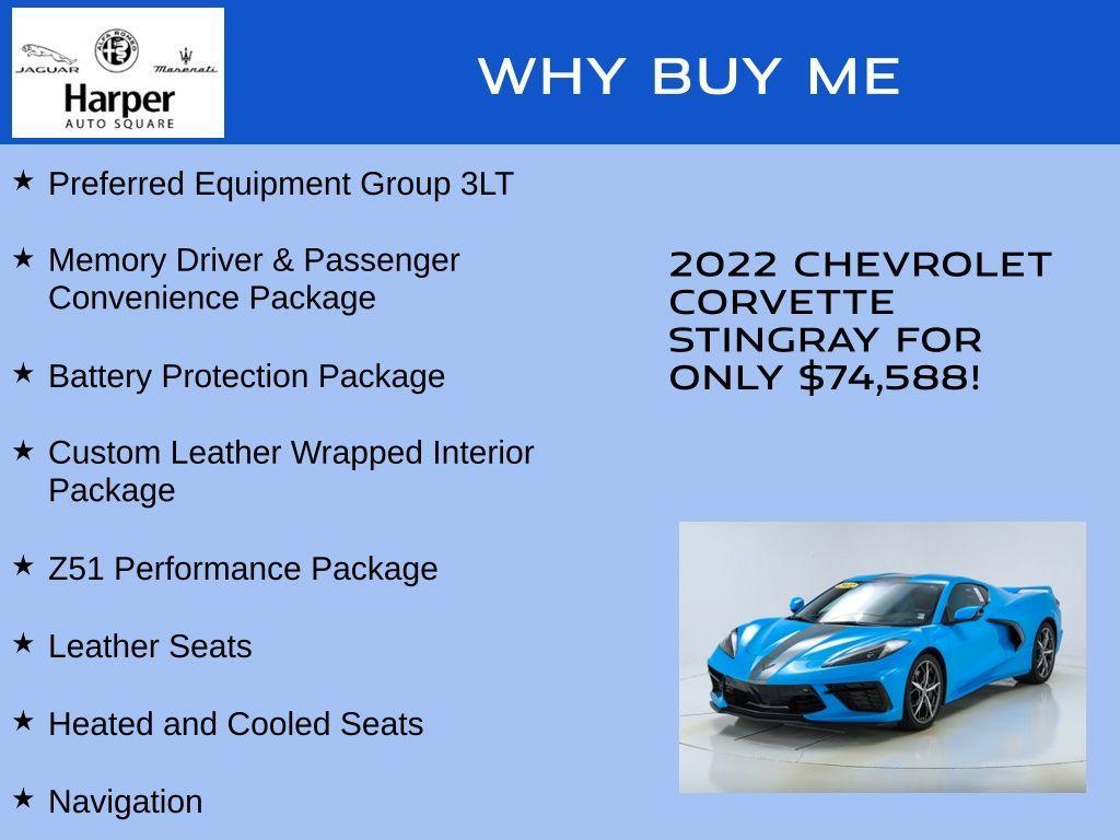 used 2022 Chevrolet Corvette car, priced at $74,588