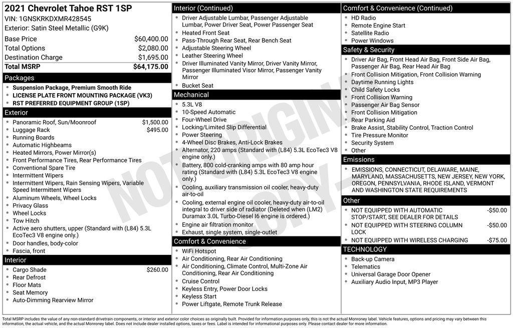 used 2021 Chevrolet Tahoe car, priced at $46,279