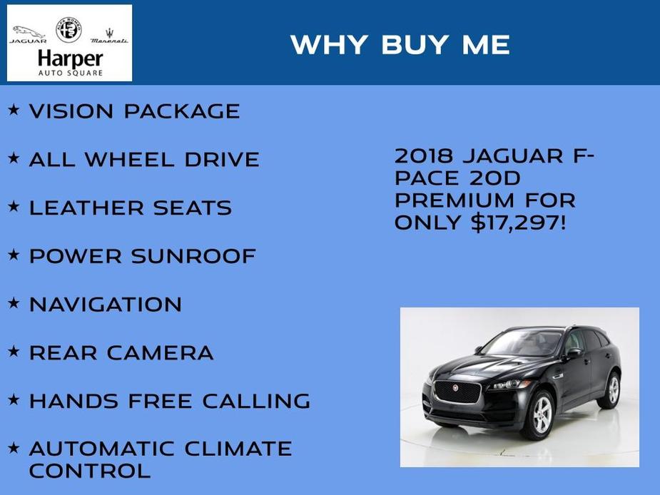 used 2018 Jaguar F-PACE car, priced at $17,297