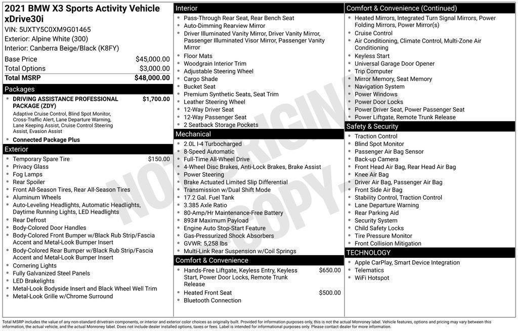 used 2021 BMW X3 car, priced at $25,399