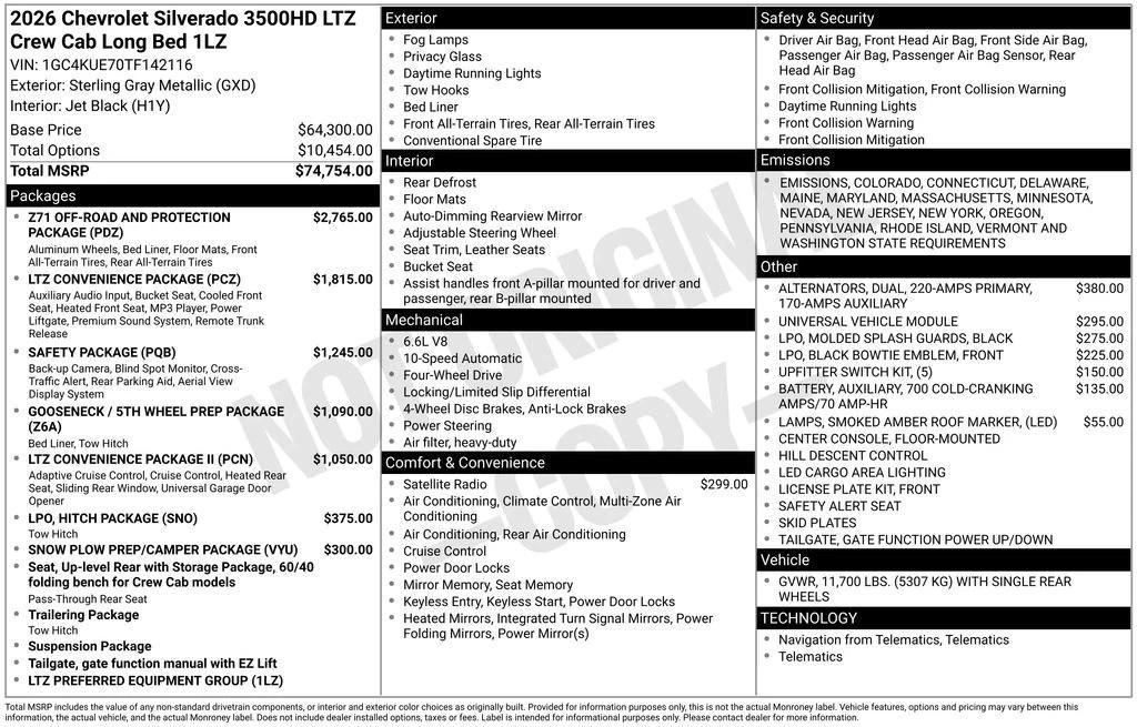 new 2026 Chevrolet Silverado 3500 car, priced at $71,937