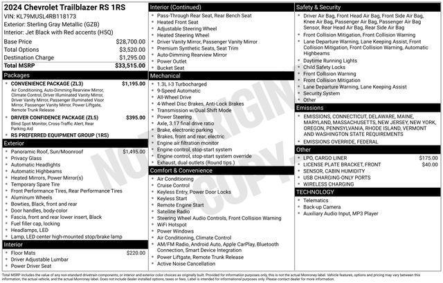 used 2024 Chevrolet TrailBlazer car, priced at $25,495