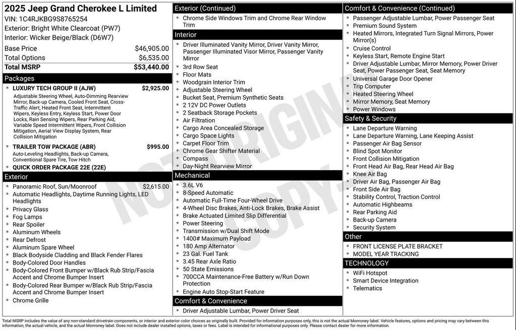 new 2025 Jeep Grand Cherokee L car, priced at $49,548
