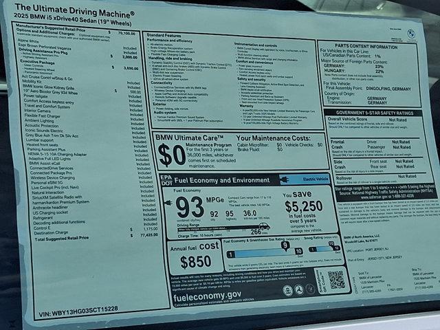 new 2025 BMW i5 car, priced at $77,425