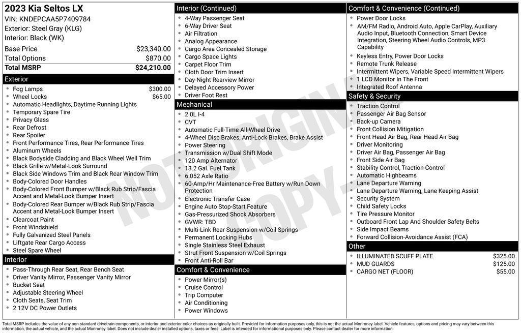 used 2023 Kia Seltos car, priced at $18,950