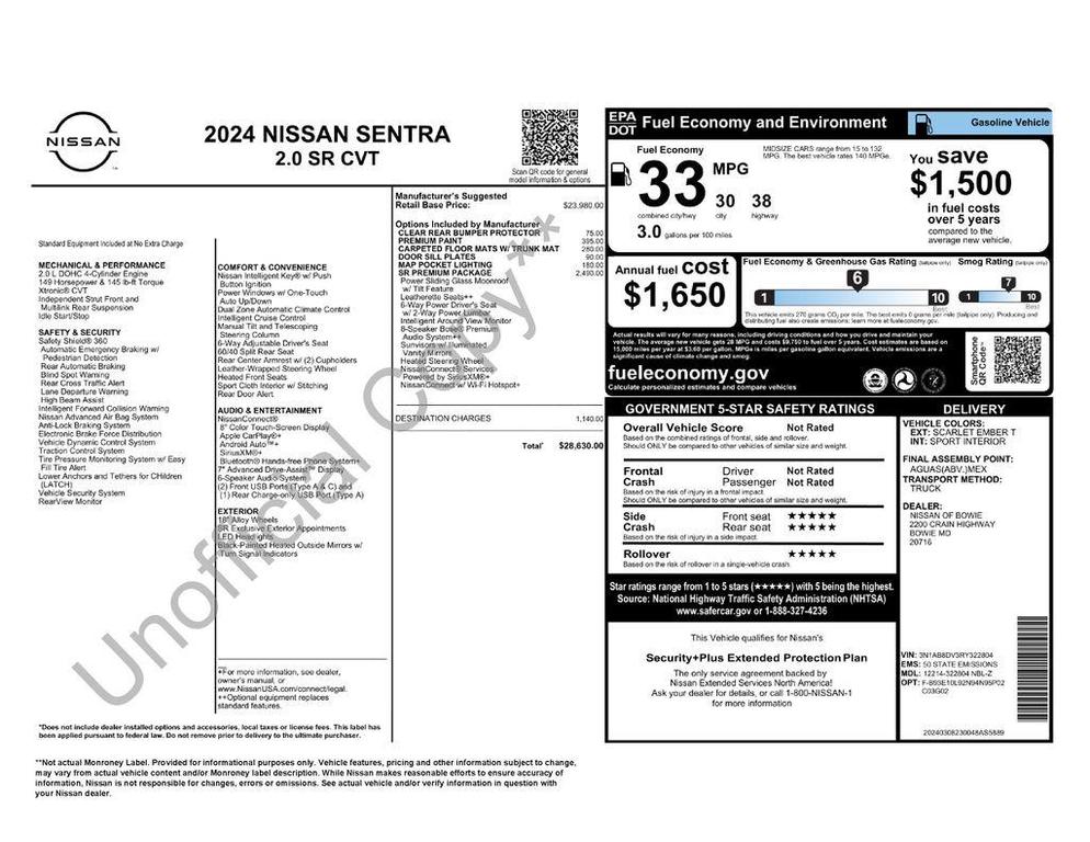 used 2024 Nissan Sentra car, priced at $23,690