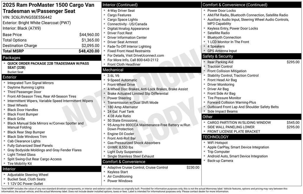used 2025 Ram ProMaster 1500 car, priced at $33,950
