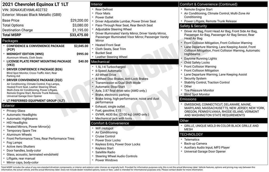 used 2021 Chevrolet Equinox car, priced at $19,690