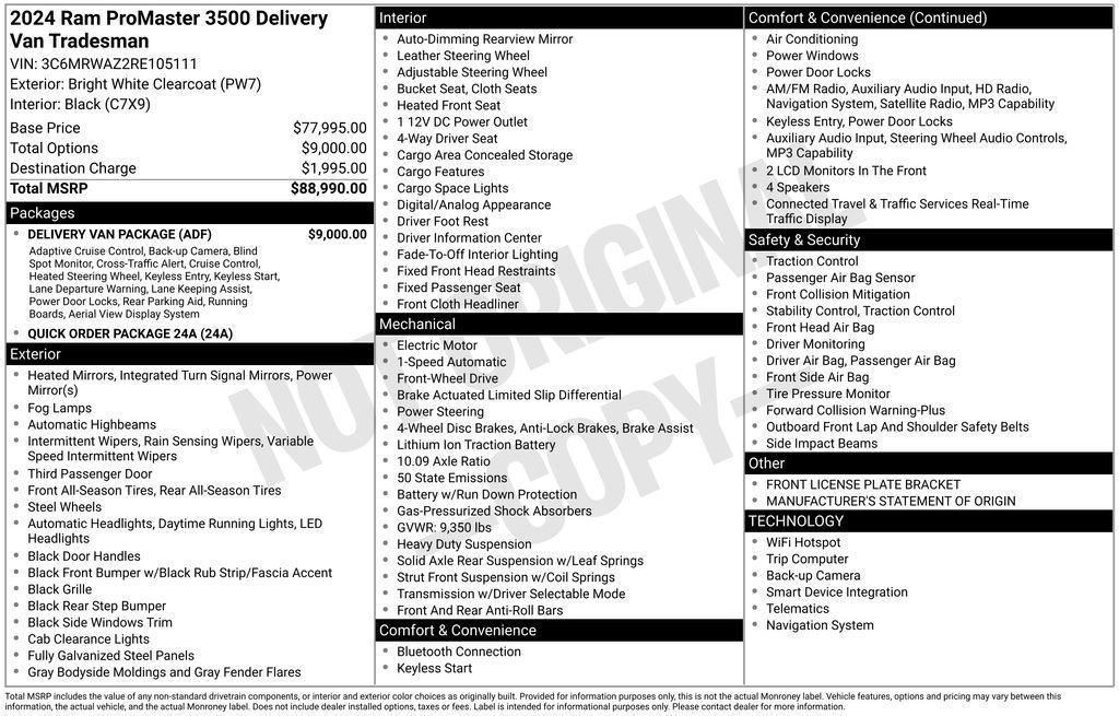 used 2024 Ram ProMaster 3500 car, priced at $29,950