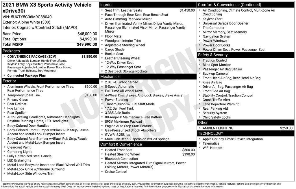 used 2021 BMW X3 car, priced at $26,725