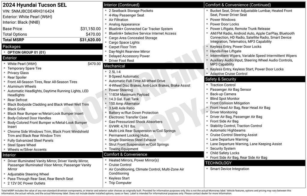 used 2024 Hyundai Tucson car, priced at $21,875