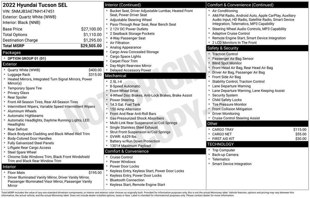 used 2022 Hyundai Tucson car, priced at $20,490
