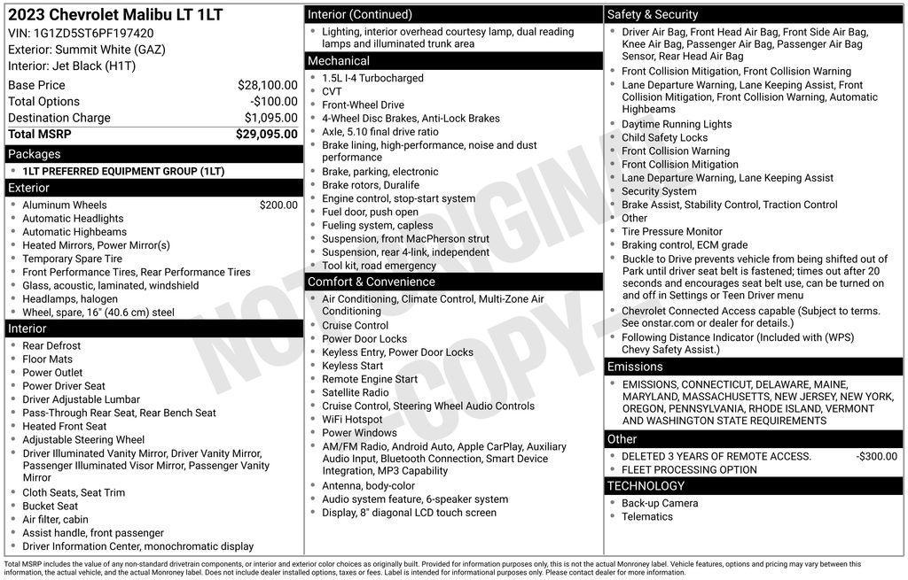 used 2023 Chevrolet Malibu car, priced at $16,950