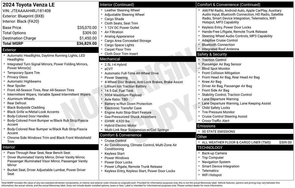 used 2024 Toyota Venza car, priced at $33,950