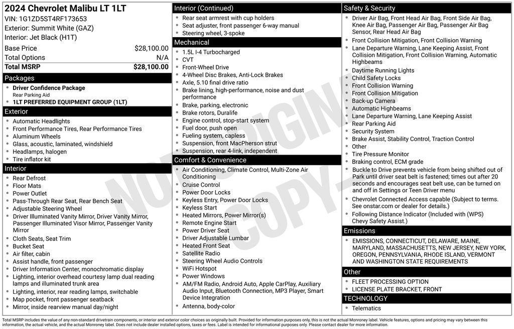 used 2024 Chevrolet Malibu car, priced at $18,490