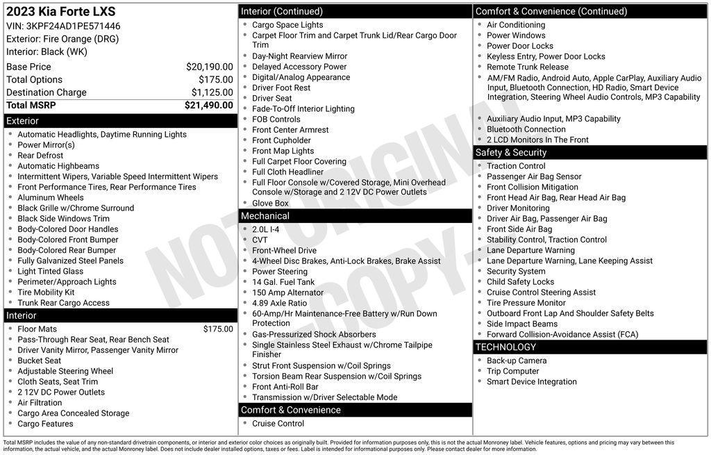 used 2023 Kia Forte car, priced at $16,690