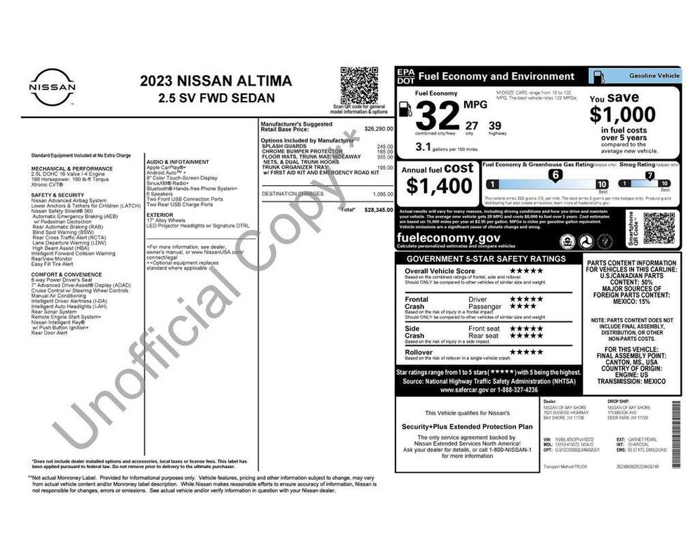 used 2023 Nissan Altima car, priced at $19,950