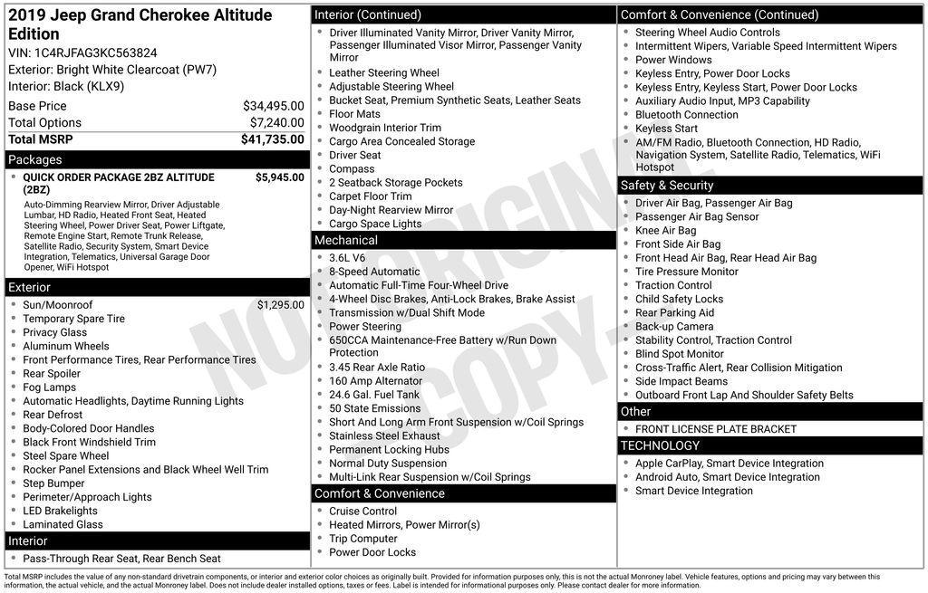 used 2019 Jeep Grand Cherokee car, priced at $22,275