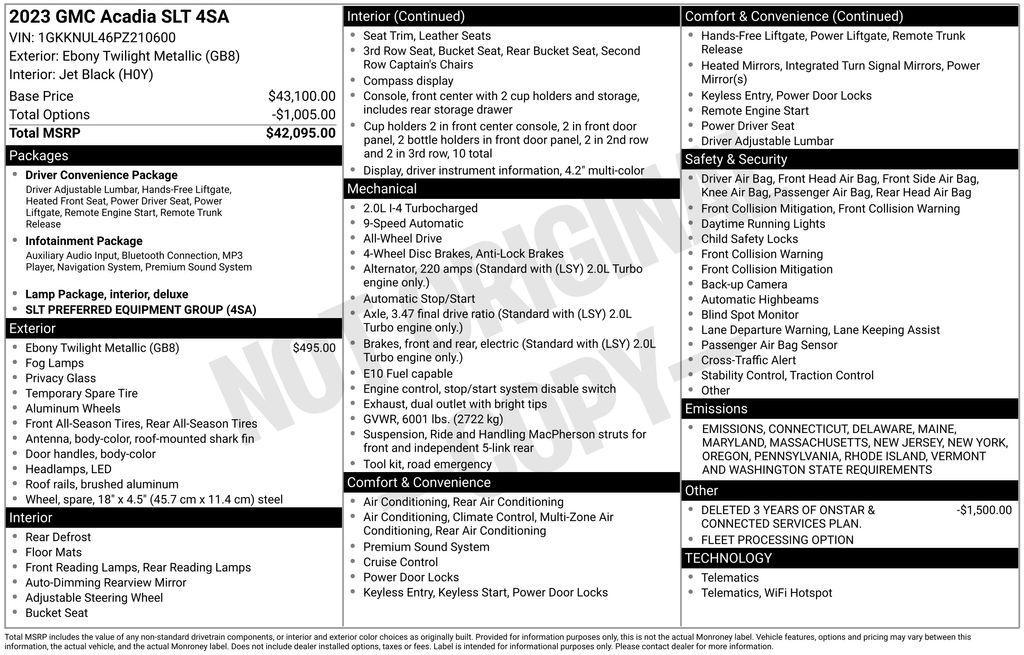 used 2023 GMC Acadia car, priced at $27,250