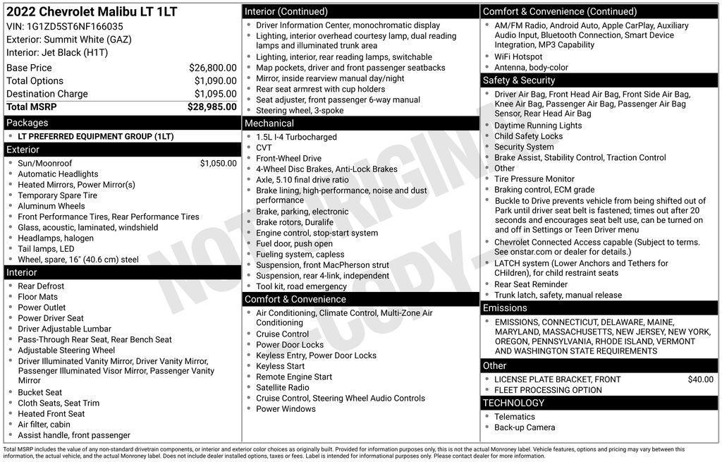 used 2022 Chevrolet Malibu car, priced at $16,950