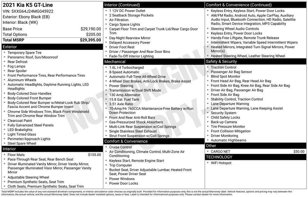 used 2021 Kia K5 car, priced at $22,750
