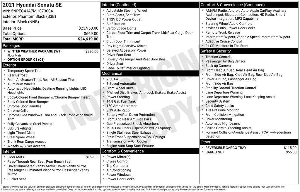 used 2021 Hyundai Sonata car, priced at $16,950