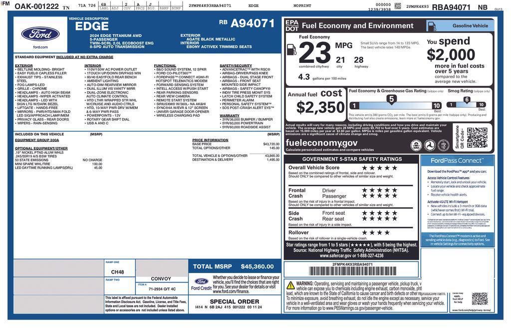 used 2024 Ford Edge car, priced at $23,950